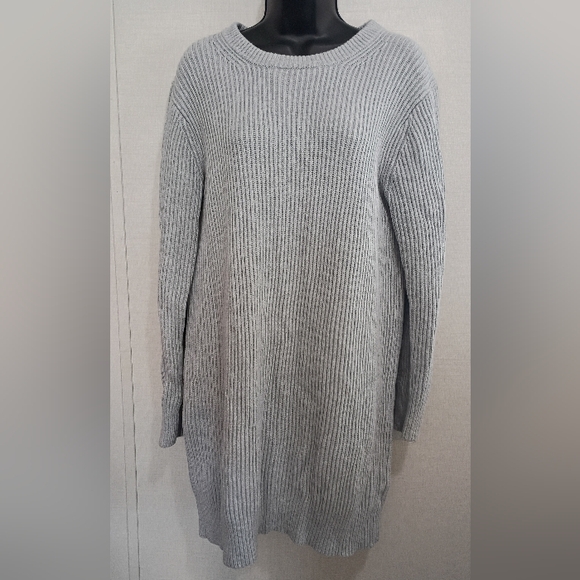 MICHAEL Michael Kors Cozy Gray Knit Sweater Dress Large Textured Casual Mini - Picture 1 of 11